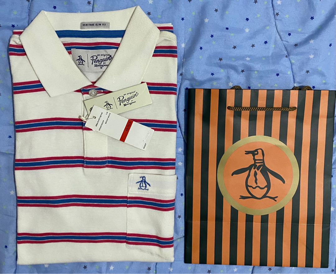 Penguin Polo Shirt Slim Fit Pink Blue 