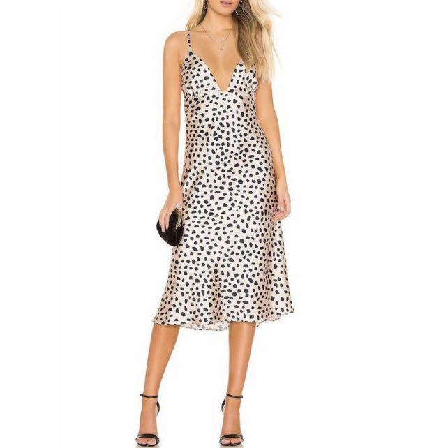 Polka Dot Leopard Strap Satin Dress 