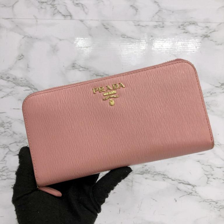 Pink Prada Long Wallet, Luxury, Bags & Wallets on Carousell