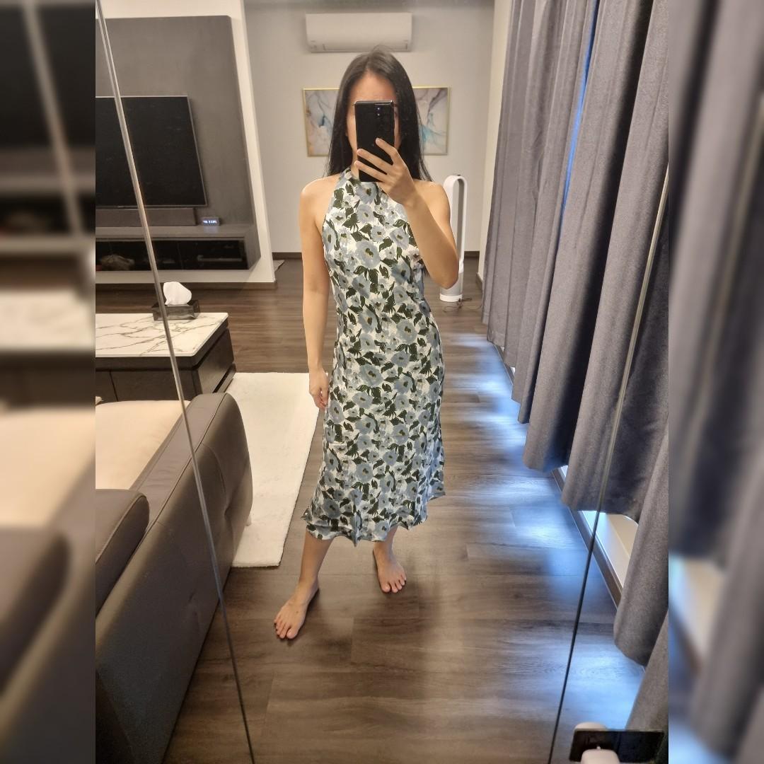 White silk halter outlet dress