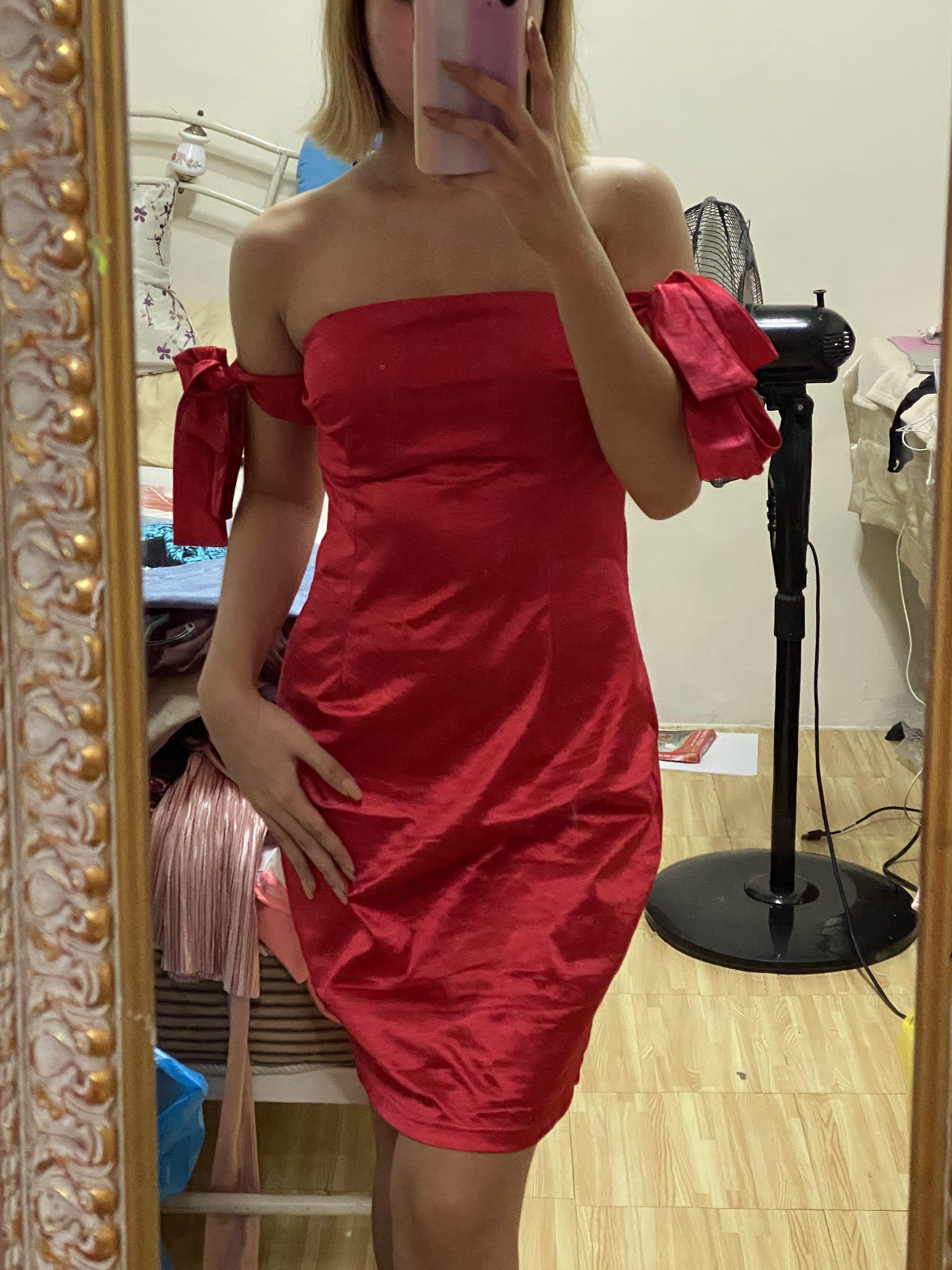 Silk red dress, Women's Fashion, Dresses & Sets, Dresses on Carousell — free download
