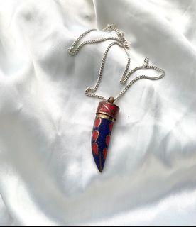 Tiger tooth design pendant, turquoise jewellery, tooth pendant, statement jewellery, handmade jewellery.