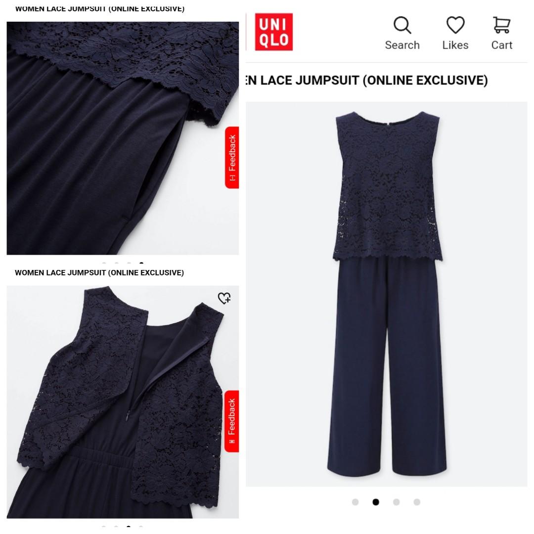 UNIQLO LACE JUMPSUITS Black, Women's Fashion, Dresses & Sets