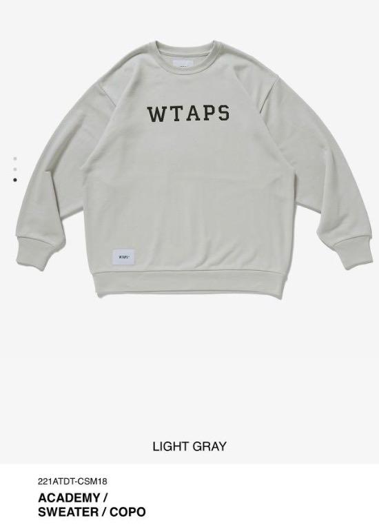 Wtaps 22SS Academy Sweater Light Gray 02, 男裝, 上身及套裝, 衛衣 ...