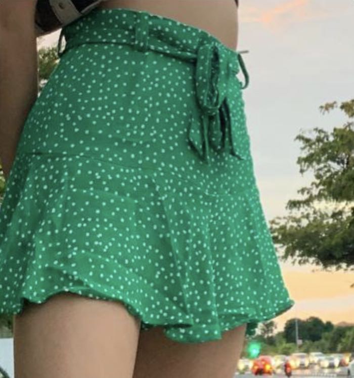 Zara green polka dot skirt