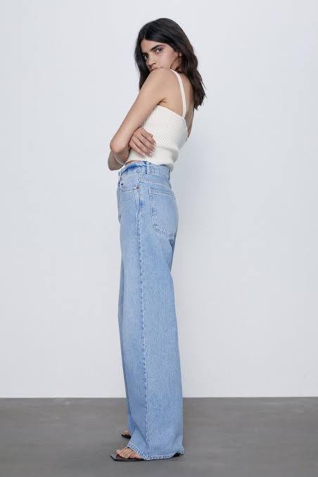 Zara 90's wide leg blue deals jeans