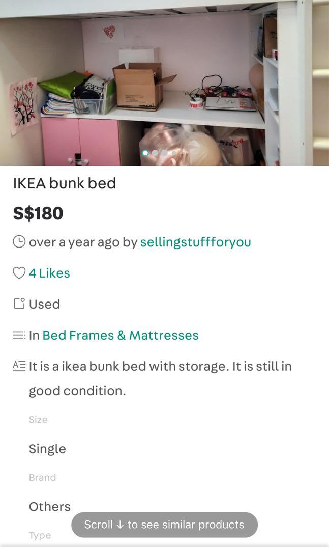 30 pick up by 26th loft bunk bed ikea, Furniture & Home Living