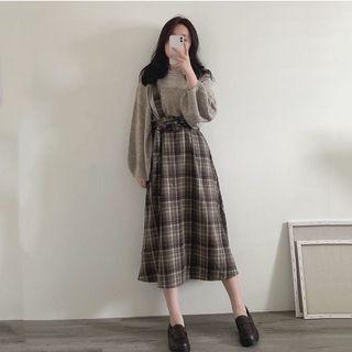 格子吊帶裙🇰🇷韓製  毛呢面料！