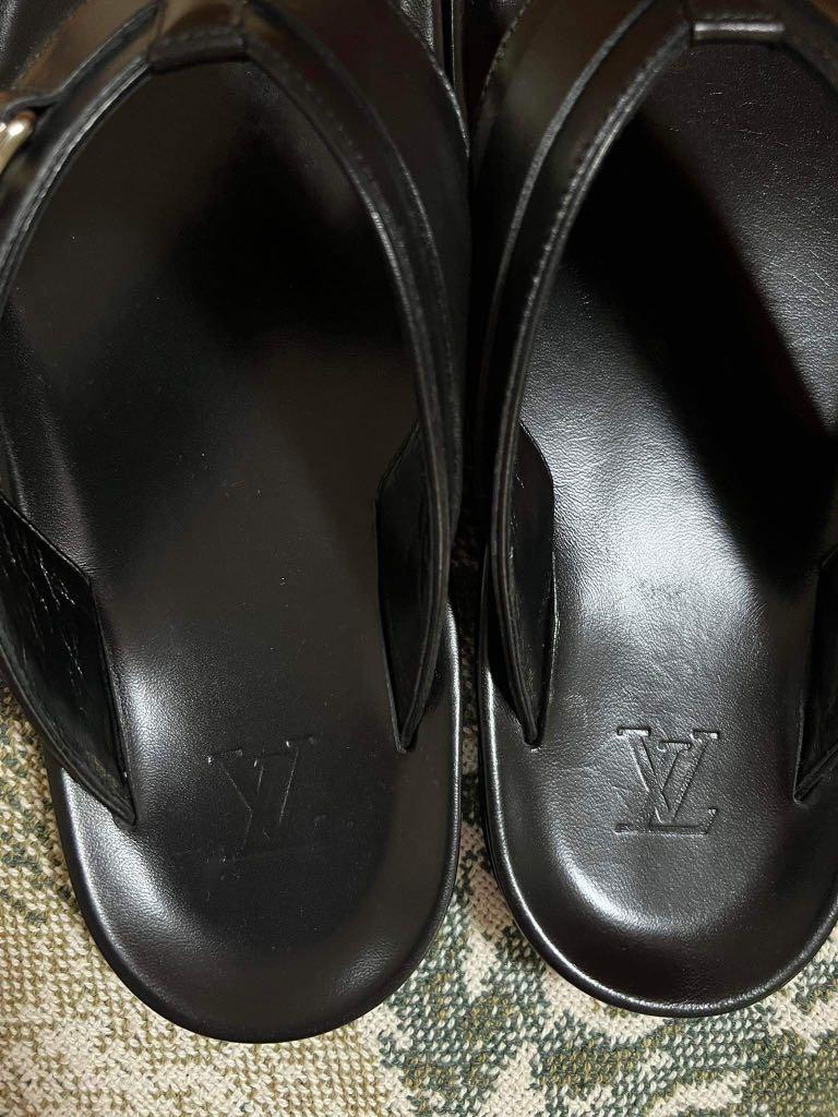 Louis Vuitton Mirabeau Thong Slide In Black LV Initials, Men