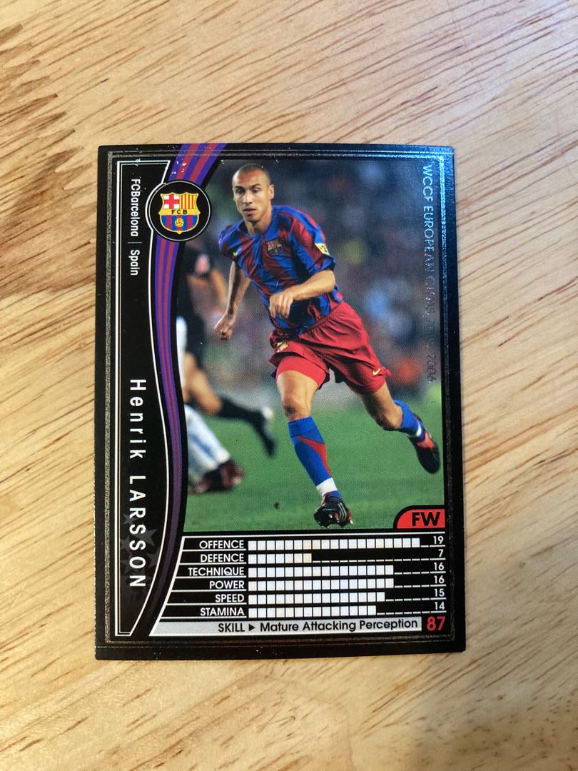 絕版罕有panini Wccf 西甲05 06 Laliga Card 足球球員卡barcelona 巴塞隆拿拿臣henrik Larsson Football Collection Card 足球咭球員咭sweden 瑞典歐聯 興趣及遊戲 收藏品及紀念品 明星周邊