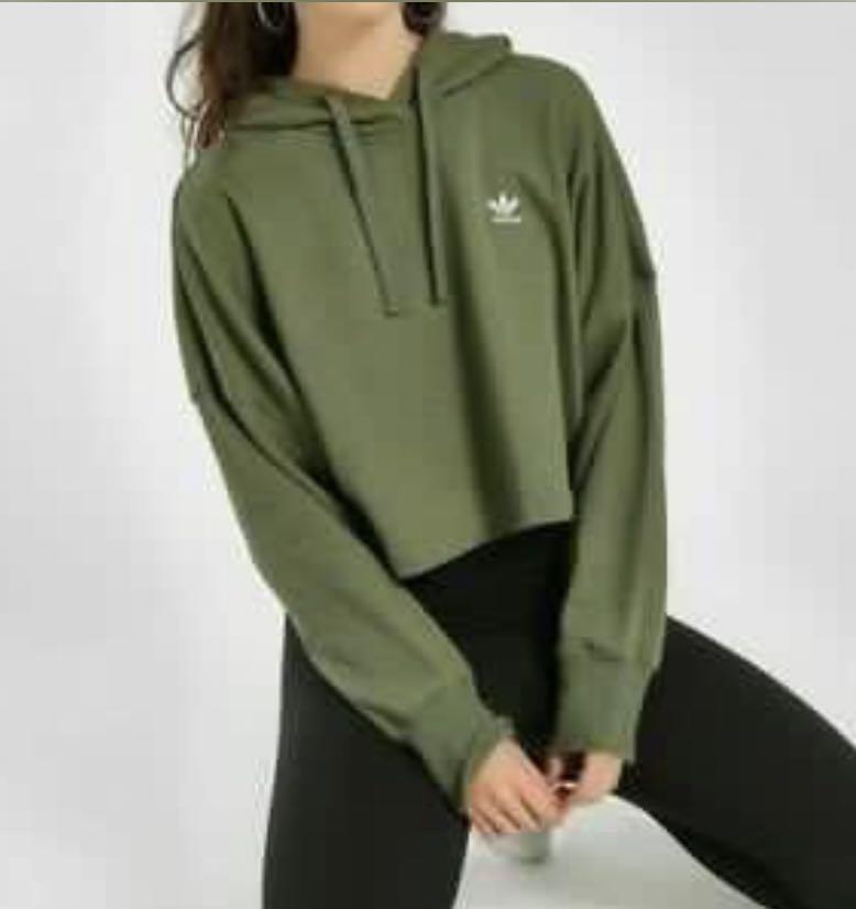 Green adidas cheap cropped hoodie