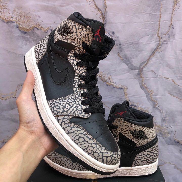 Air Jordan 1 High Black Elephant Print 