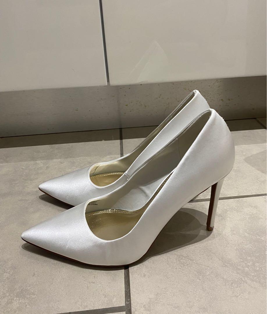 Disgrace Surgery Raincoat ASOS DESIGN Penza pointed high heeled court shoes in white, Women's  Fashion, Footwear, Heels on Carousell