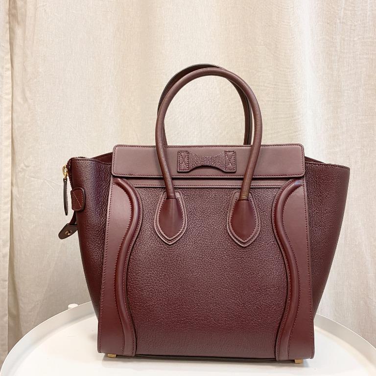 Celine micro sales luggage burgundy