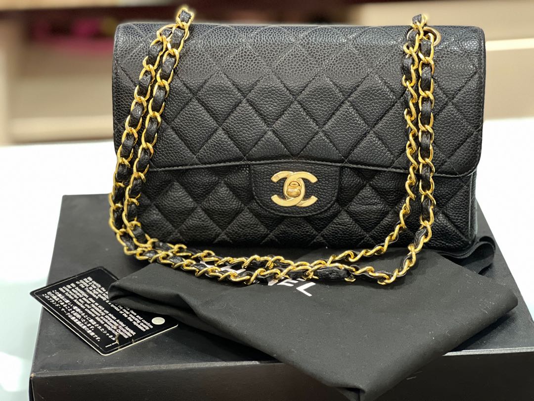Chanel Black Caviar Small Double Flap Handbag