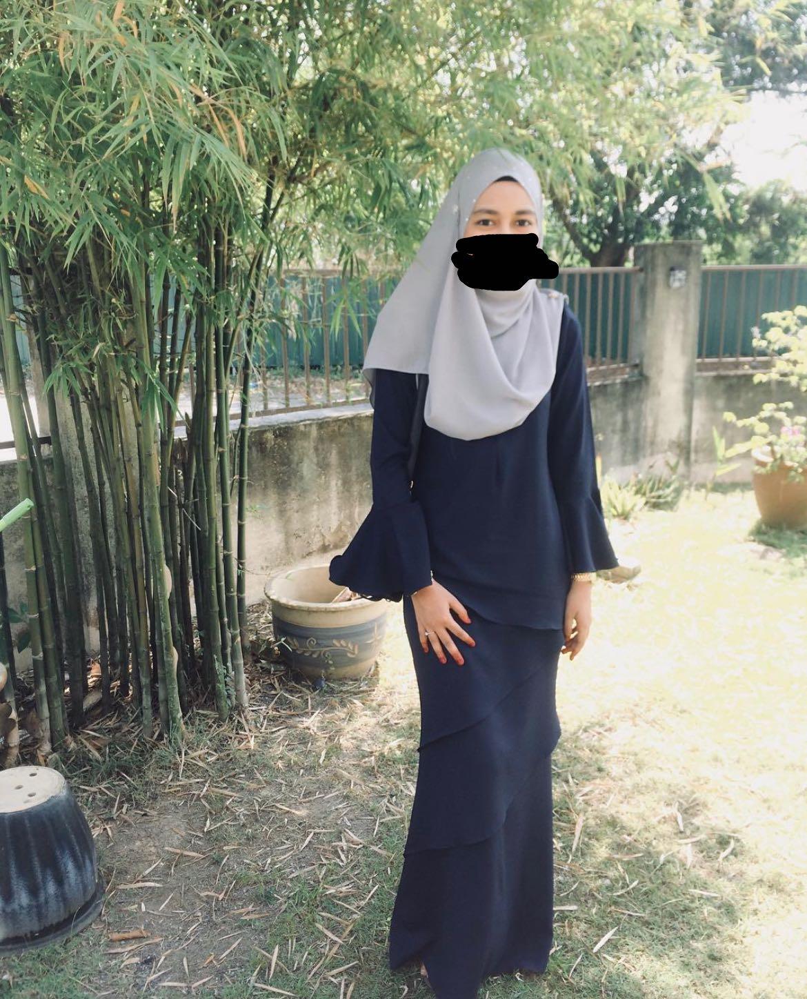 Baju kurung moden dark blue best sale