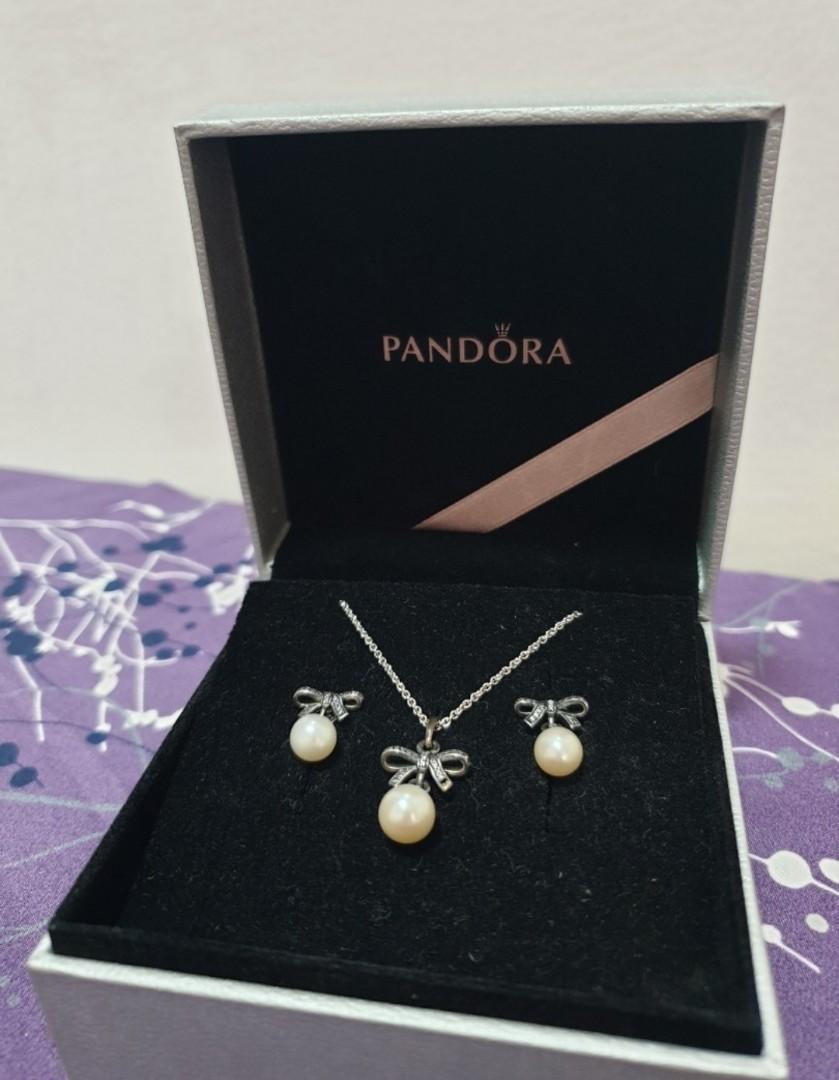 PANDORA AUTHENTIC BOW RIBBON NECKLACE 