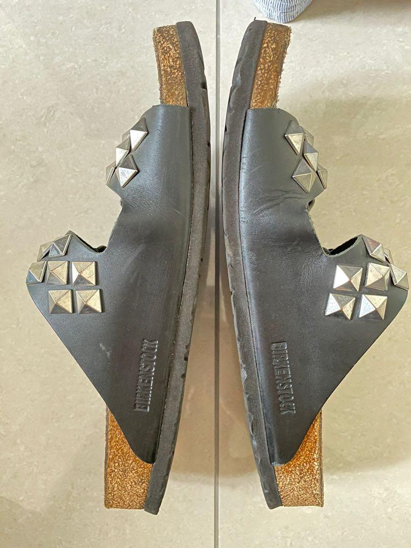 Birkenstock arizona studded black leather clearance