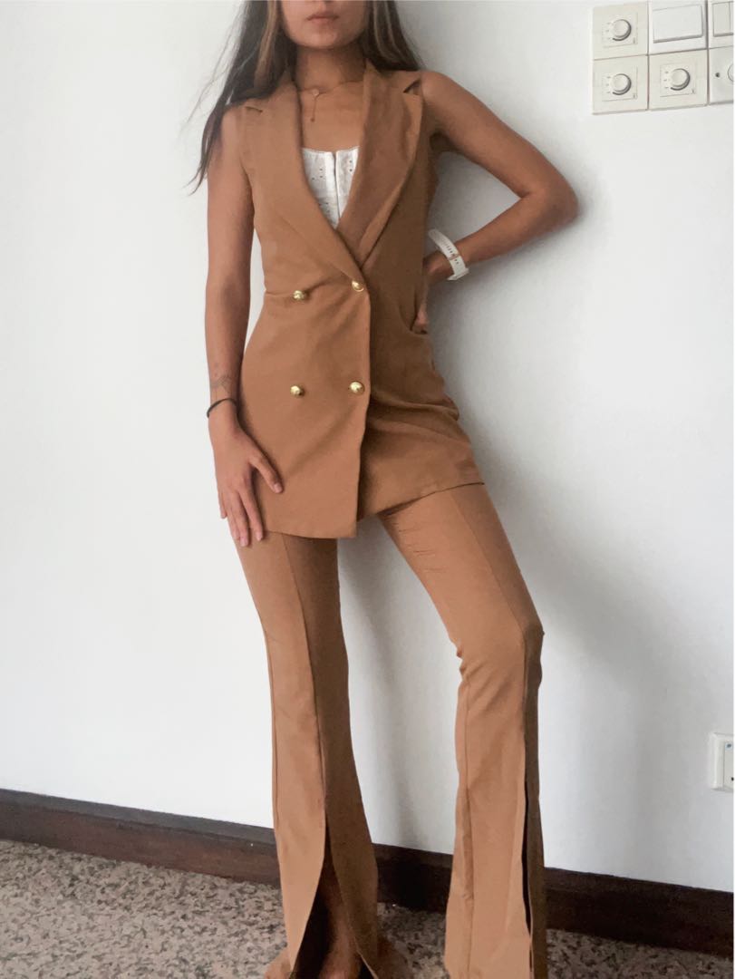 Brown pants + vest - Women Suit, Women 