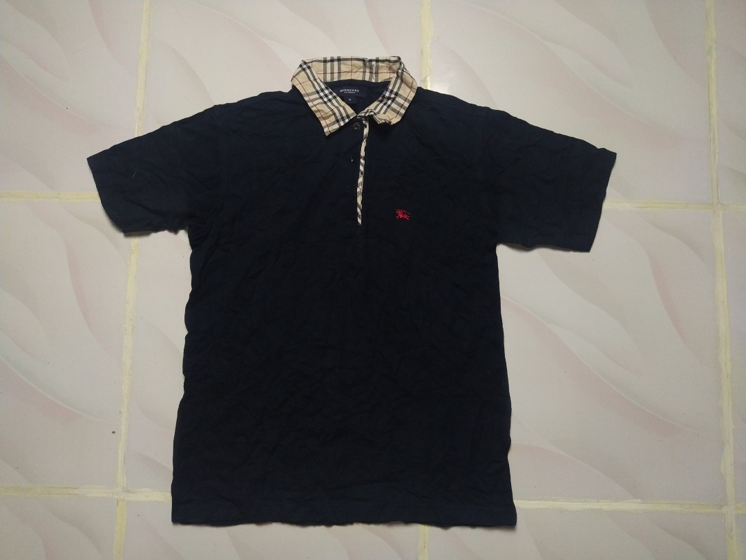 Burberry Polo Shirt Plaid Collar