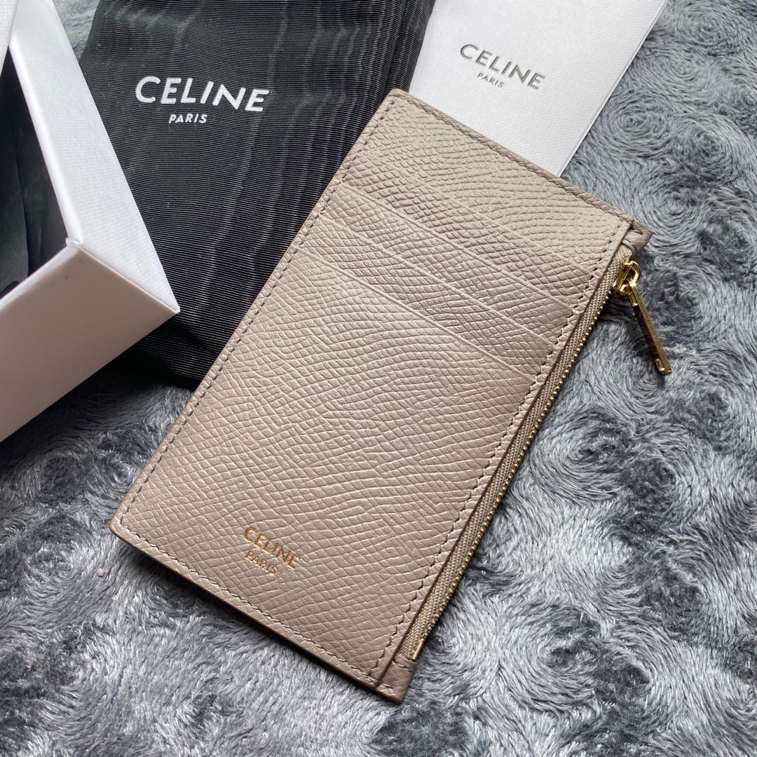 Celine Compact Zipped Card Holder Coin Case Flamingo Calfskin W7 x