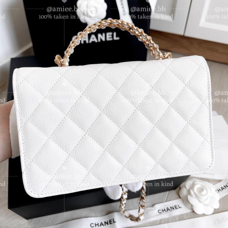 Chanel 22S WOC with top handle Wallet on Chain White (04/2022