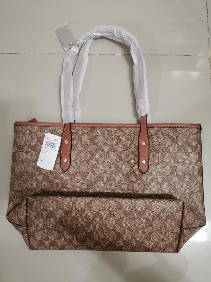 CITY ZIP TOTE IN SIGNATURE COACH F36876 LIGHT GOLD KHAKI SADDLE Women s Fashion Bags Wallets Tote Bags on Carousell