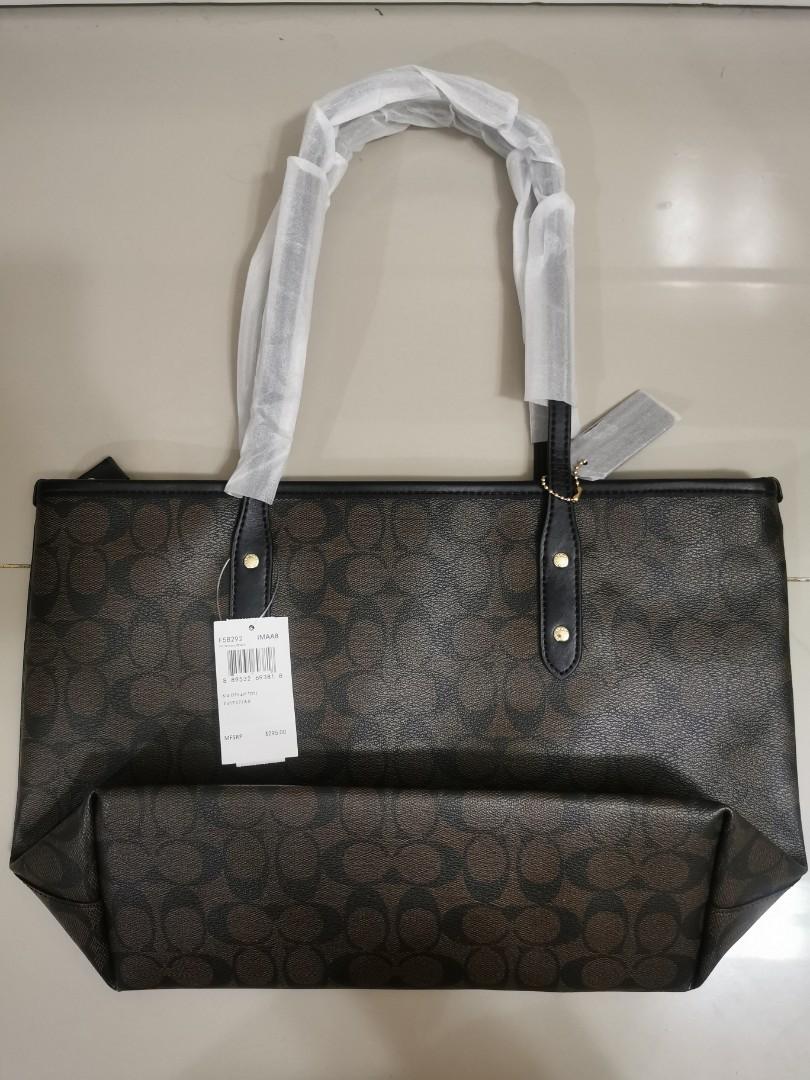 Coach+F58292+City+Zip+Tote+in+Signature+-+Imitation+Gold%2FBrown