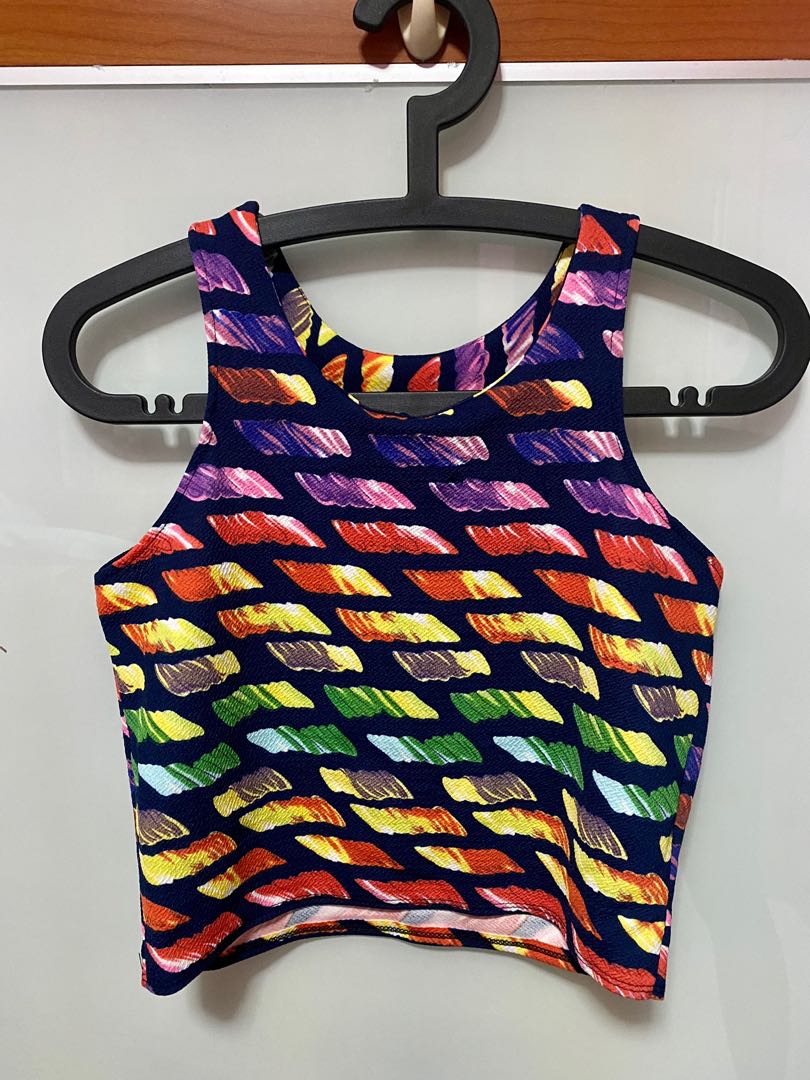 Colourful Crop Top, Women's Fashion, Tops, Sleeveless on Carousell