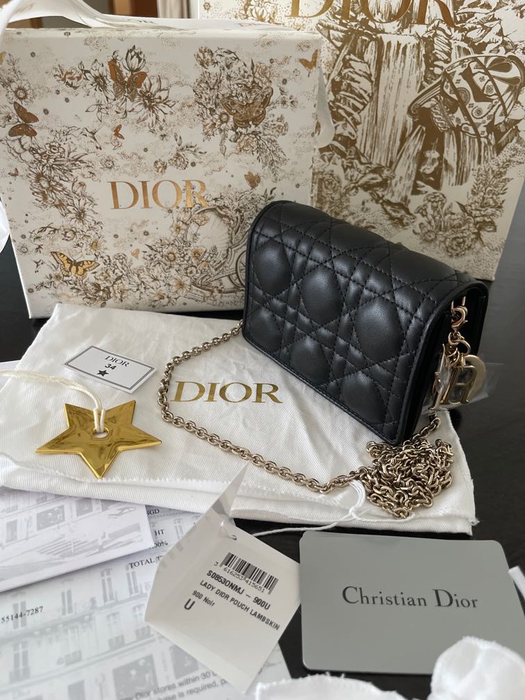 Dior Lady Dior Nano Pouch Lambskin Belt Pouch, Luxury, Bags & Wallets on  Carousell