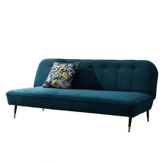 Green Velvet Sofa Bed, Furniture & Home Living, Furniture, Sofas on