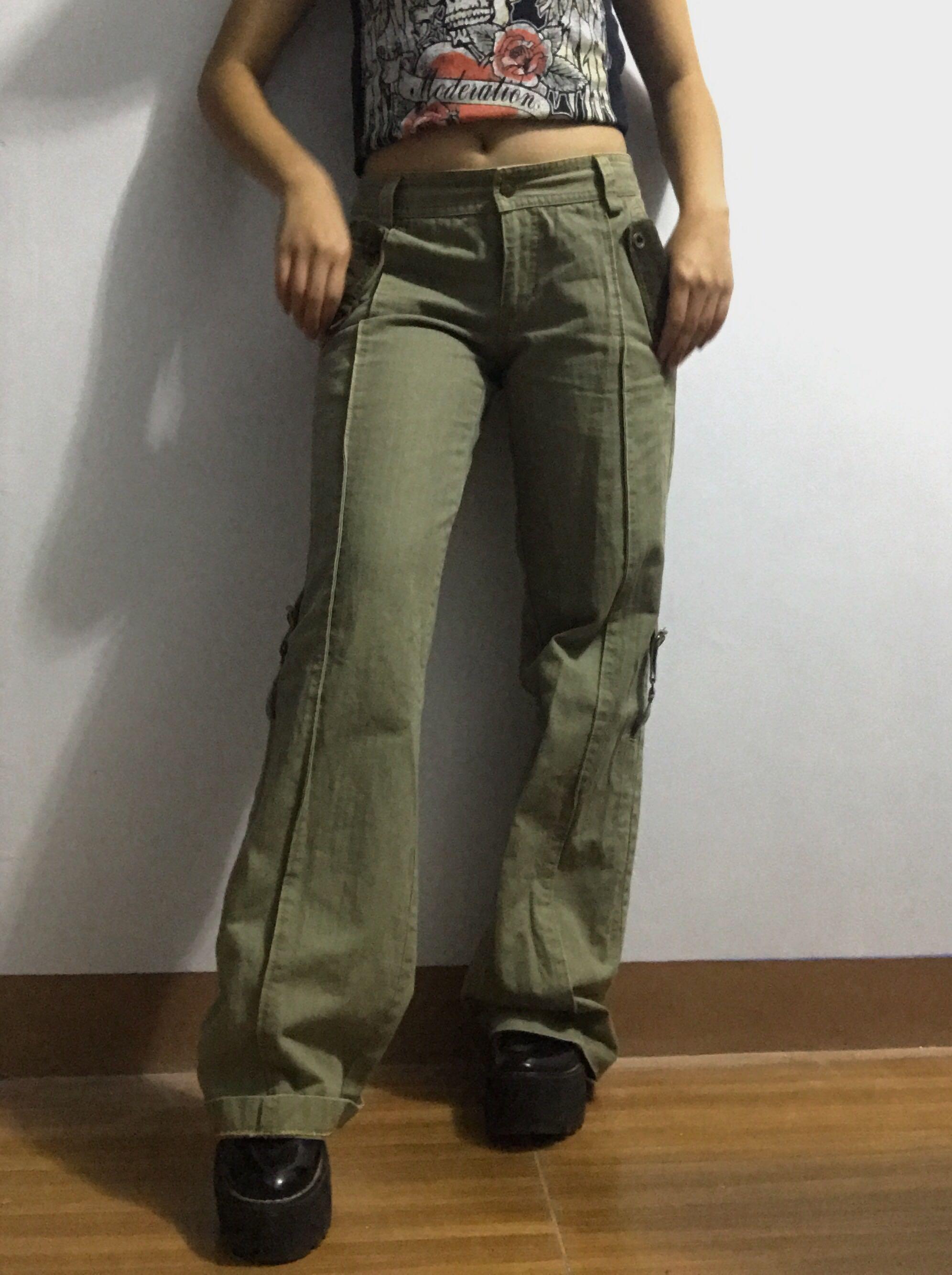 GRUNGE FAIRYCORE LOW WAIST CARGO PANTS 