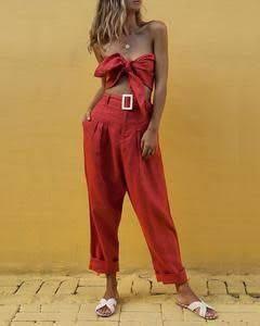 JASKINI trouser and tube top set - RED