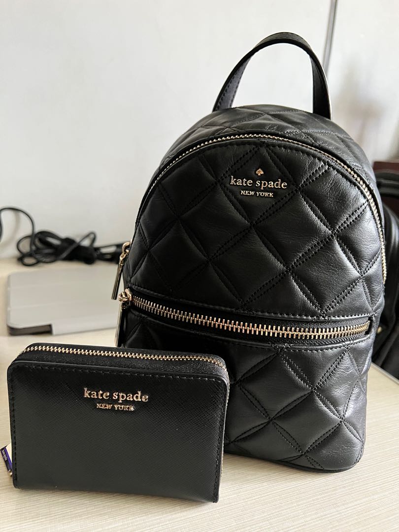 Kate Spade bundle Natalia backpack and Spencer cardholder wallet, Women's Fashion, Bags