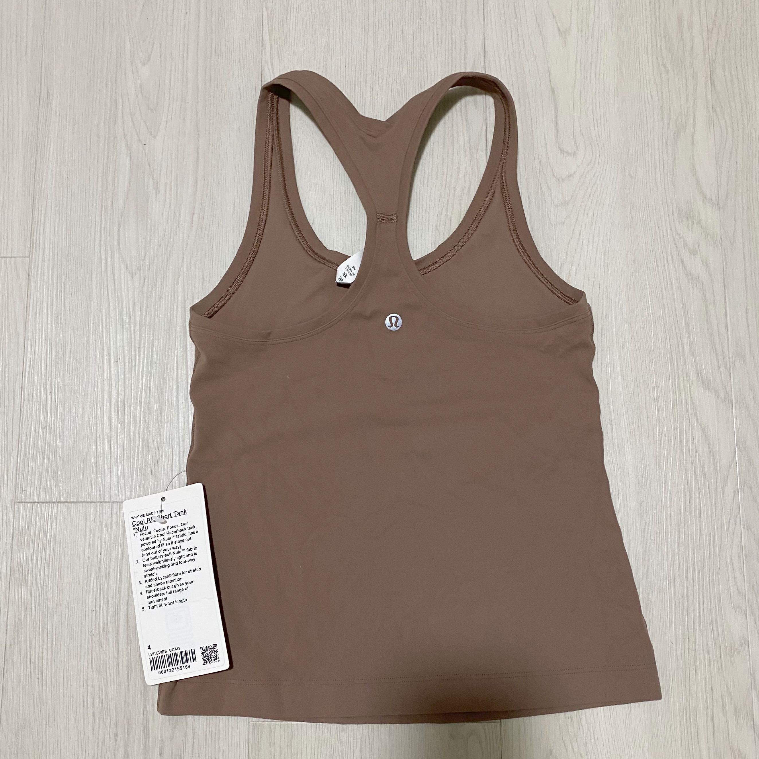Lululemon BNWT Cool Racerback Tank Top Shorter Length - Cacao size 4,  Women's Fashion, Activewear on Carousell
