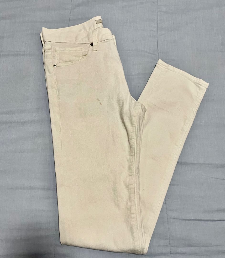 Mens Uniqlo Cream Denim Skinny Pants, Men's Fashion, Bottoms, Jeans on