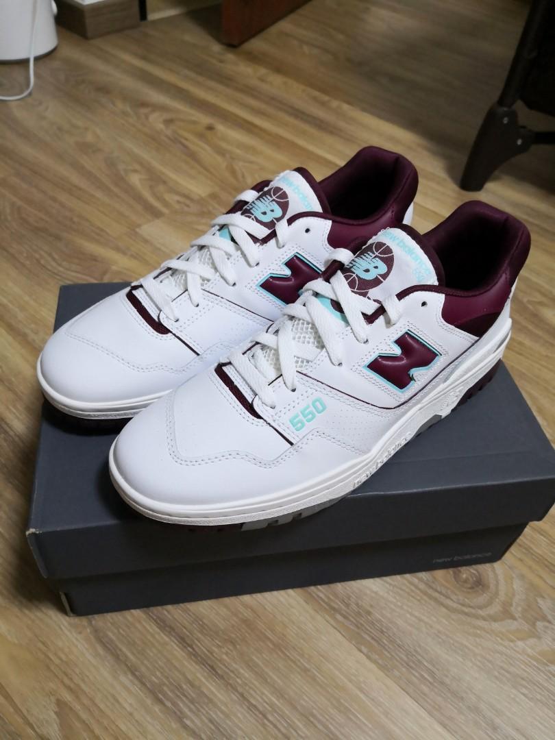 New Balance BB 550 Burgundy, Men's Fashion, Footwear, Sneakers on Carousell