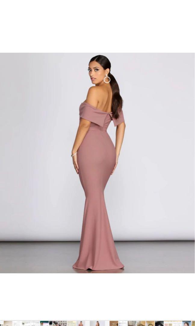 off the shoulder long sleeve mermaid dress