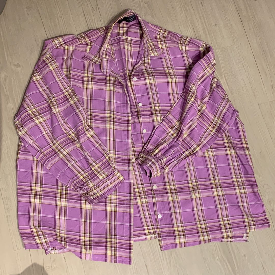 Purple Flannel, Women's Fashion, Tops, Longsleeves on Carousell