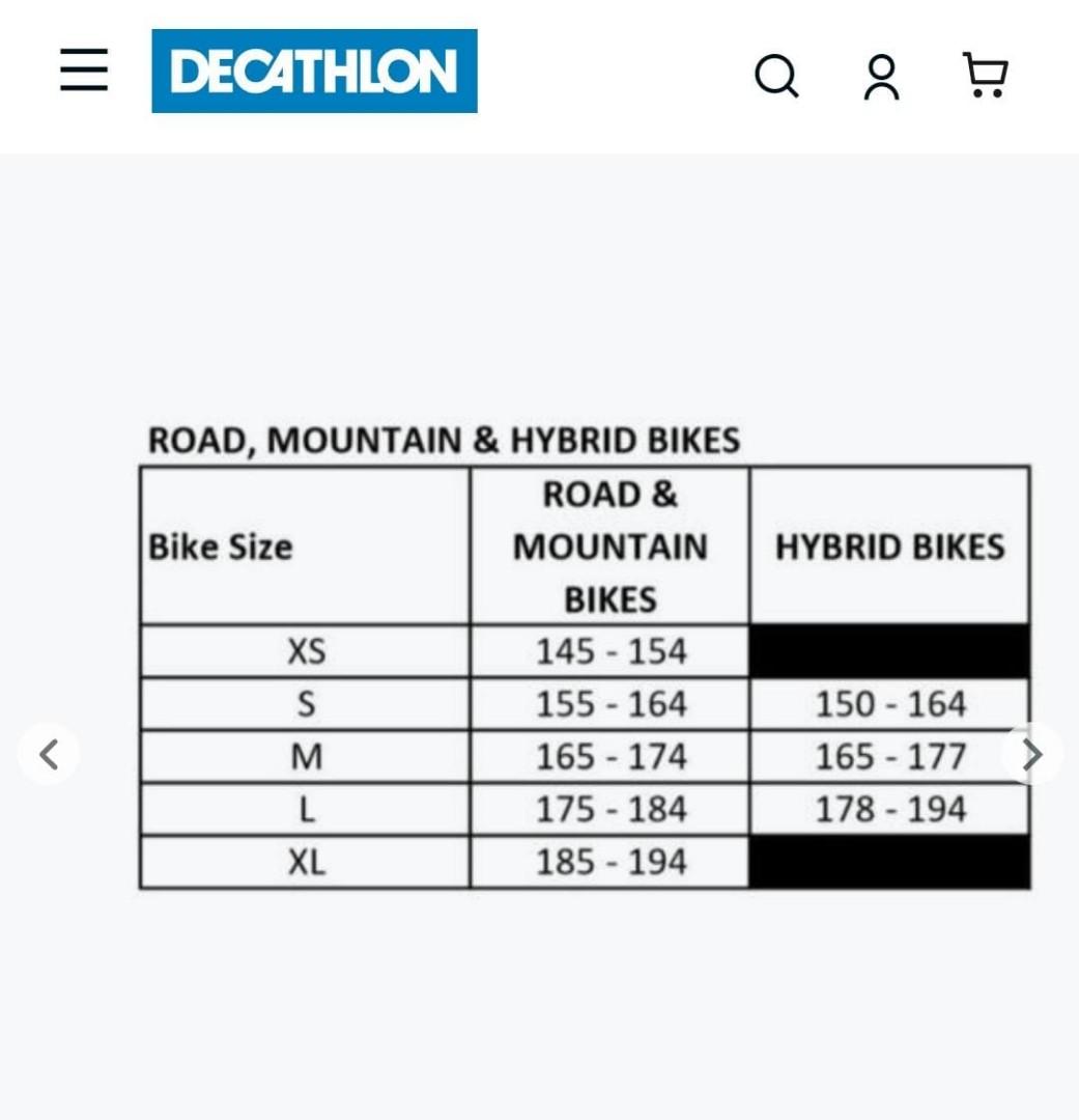 Decathlon clearance bike sizes