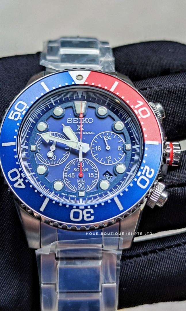Seiko Prospex Red Blue Bezel Solar Chronograph Men's Watch SSC783 SSC783P1,  Men's Fashion, Watches & Accessories, Watches on Carousell