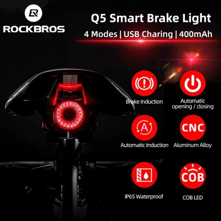 [SG Seller] ROCKBROS Q5 BicycleTail light Smart Brake Sensing Light