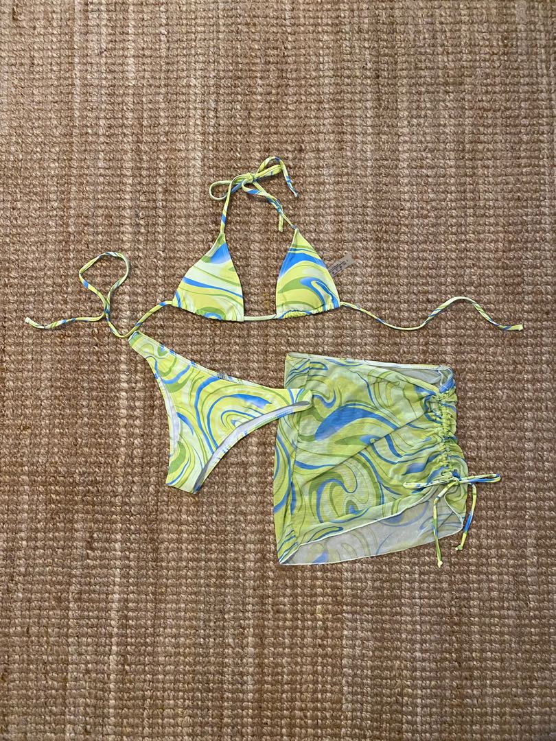 SHEIN 3 PIECE Bikini with cover up, Women's Fashion, Swimwear, Bikinis & Swimsuits on Carousell