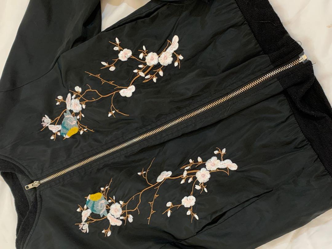 Silk Floral Bomber Jacket, Women's Fashion, Coats, Jackets and