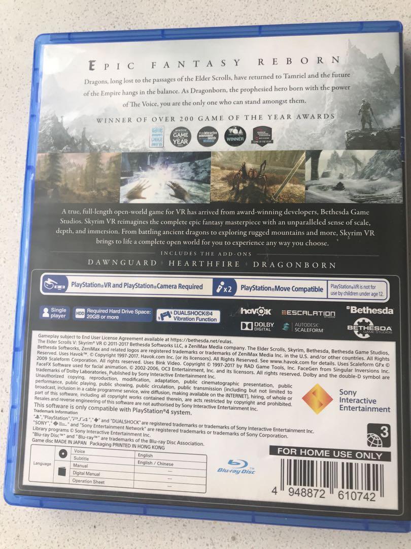 Skyrim VR PS4, Video Gaming, Video Games, PlayStation on Carousell