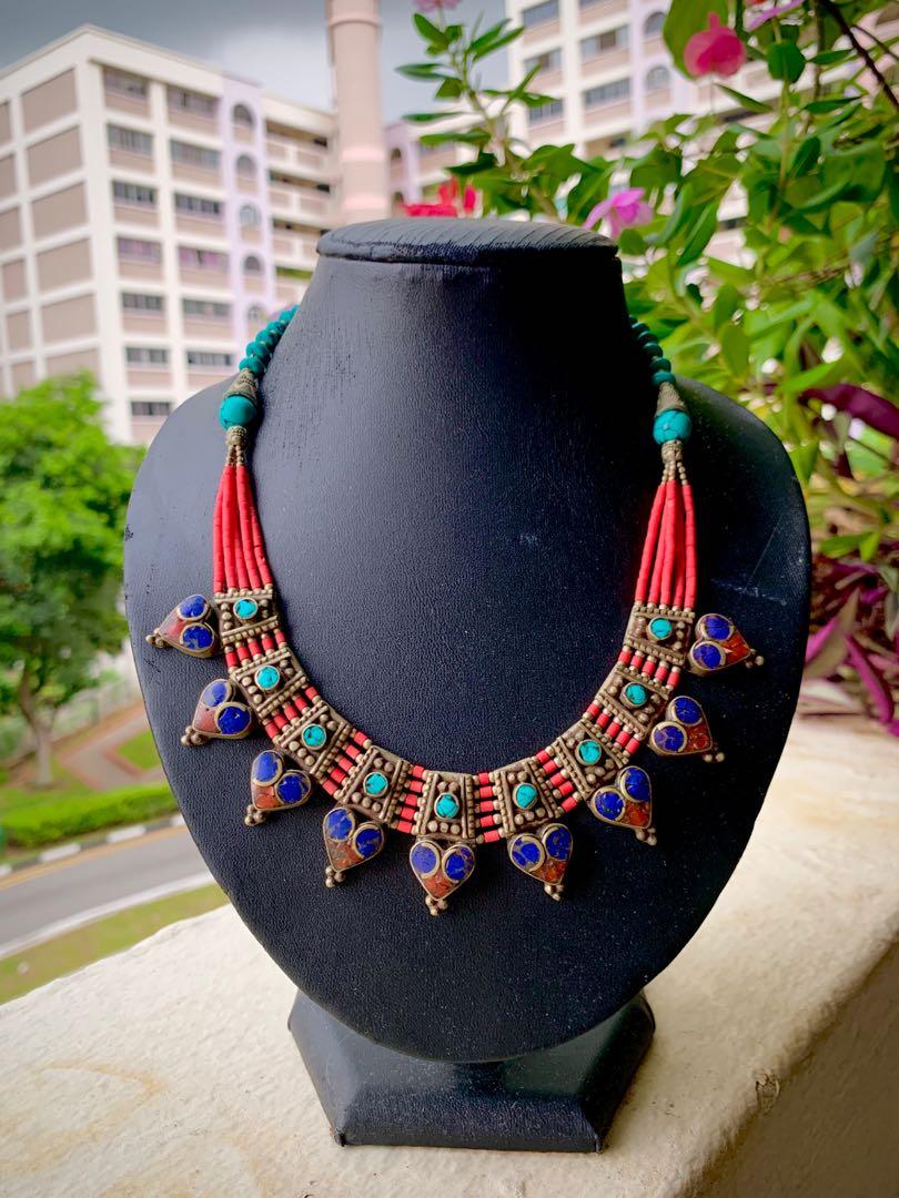 Statement necklace Unique necklace Colourful necklace antique Deepavali Gift Diwali Gift ideas Diwali gift for girls nepali necklace handmade
