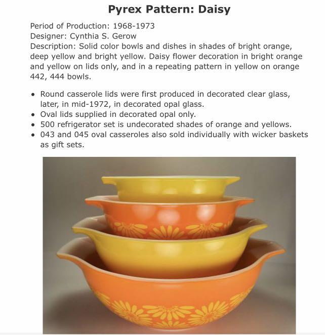Pyrex daisy on sale refrigerator set
