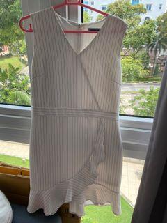 White pinstriped office wear dress in L