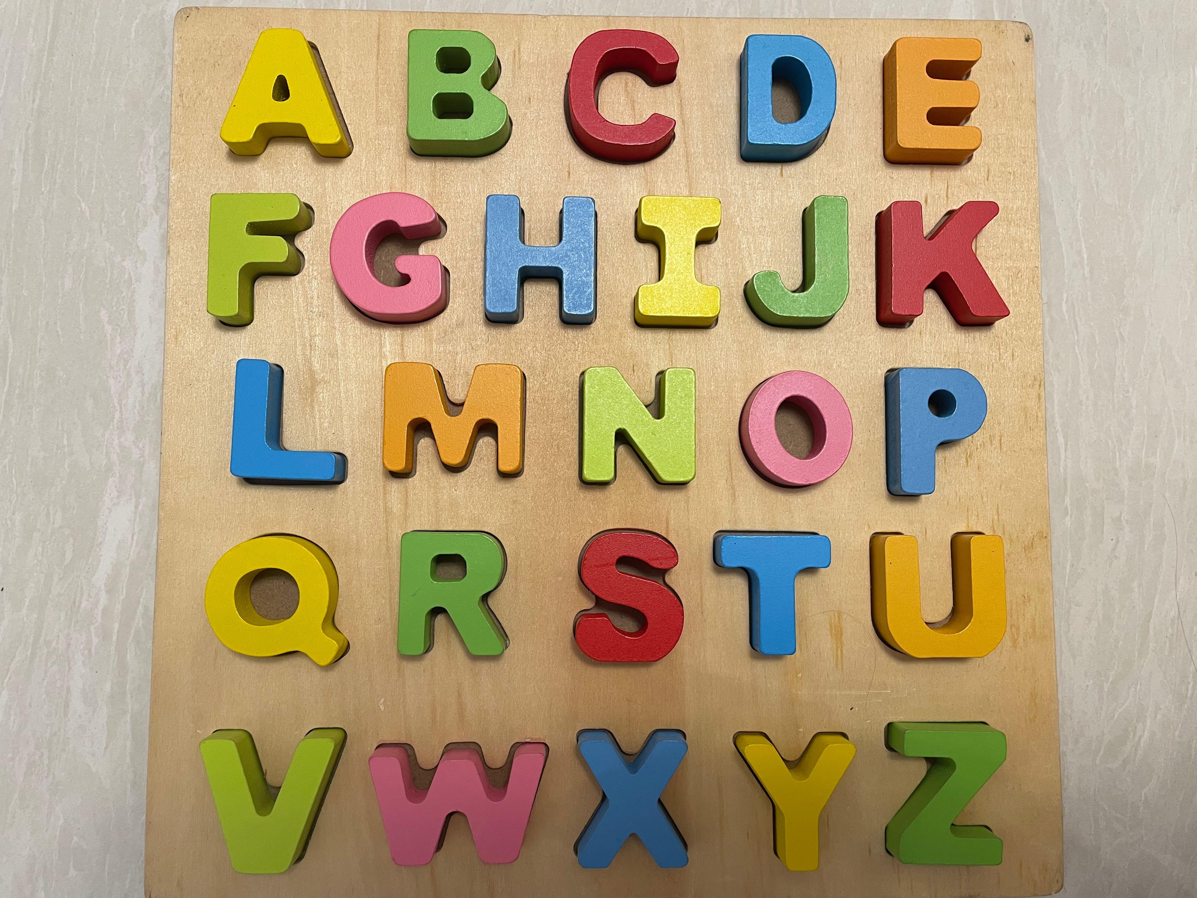 Wooden montessori alphabet puzzle, Hobbies & Toys, Toys & Games on