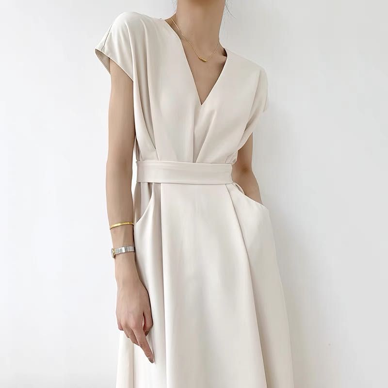 Wrap Dress Office White Slim Waist Women s Fashion Dresses